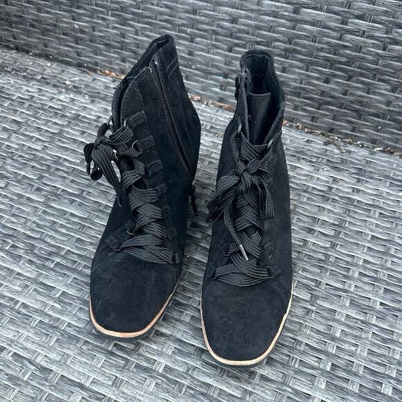 Earth Shoes Kalmar Wedge Leather Ankle Booties Size 9 - Picture 5 of 11